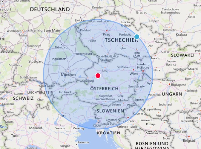 Radius 300 km Radius 300 km